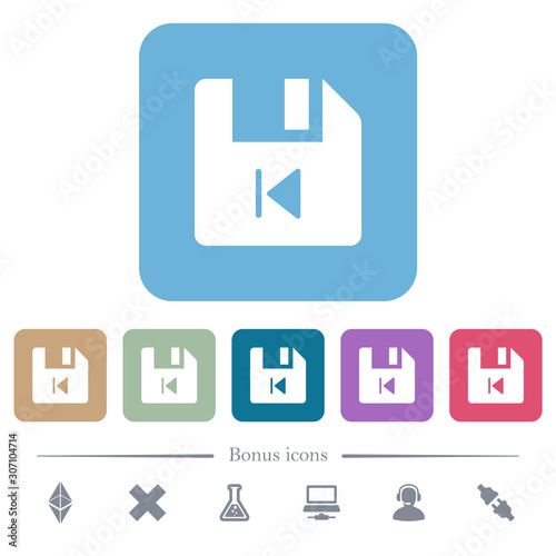 File previous flat icons on color rounded square backgrounds