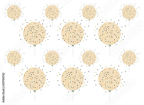 background with balloon and dots (white, pink, beige), pattern