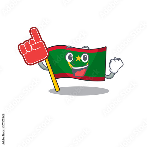 Foam finger flag mauritania on mascot cartoon style