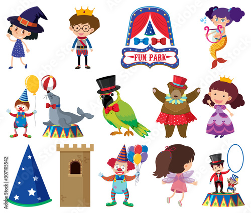 Set  of many people and animals