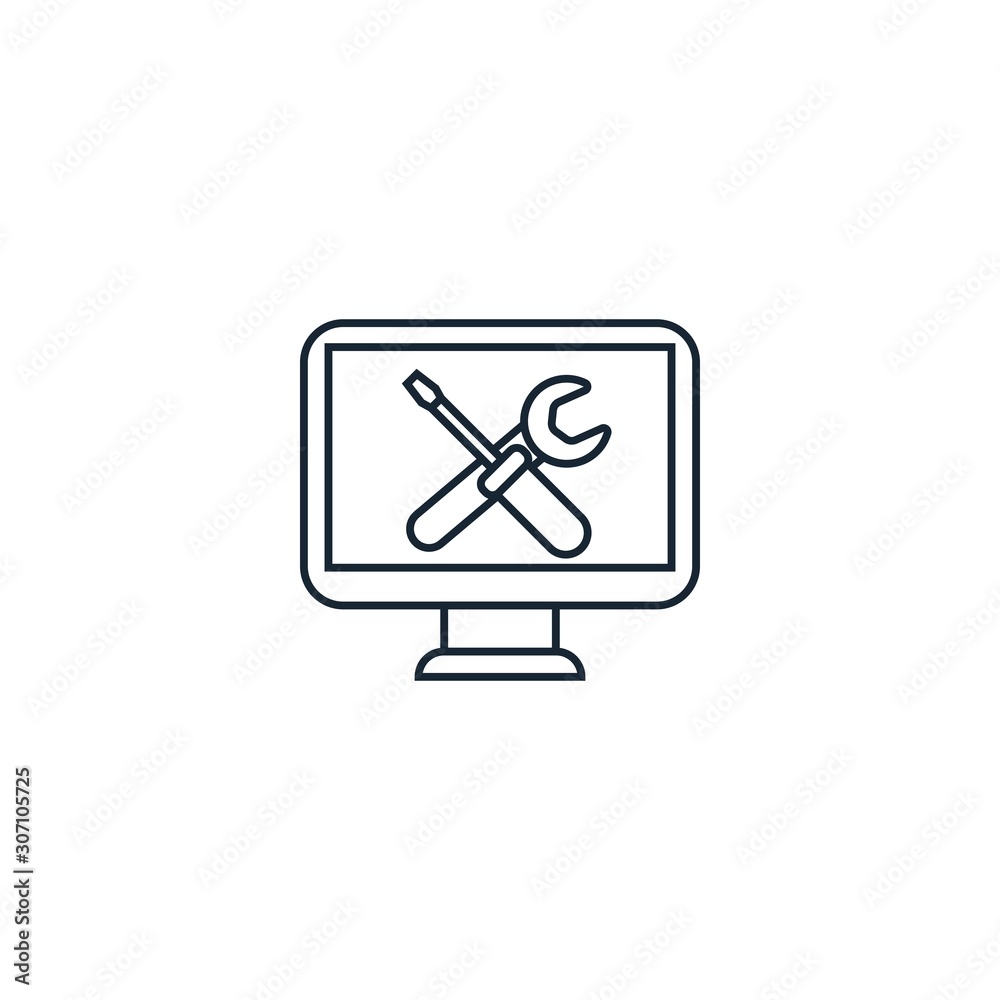 Computer repair creative icon. line illustration. From Services icons collection. Isolated Computer repair sign on white background Computer repair creative icon. line illustration. From Services icons collection. Isolated Computer repair sign on white background