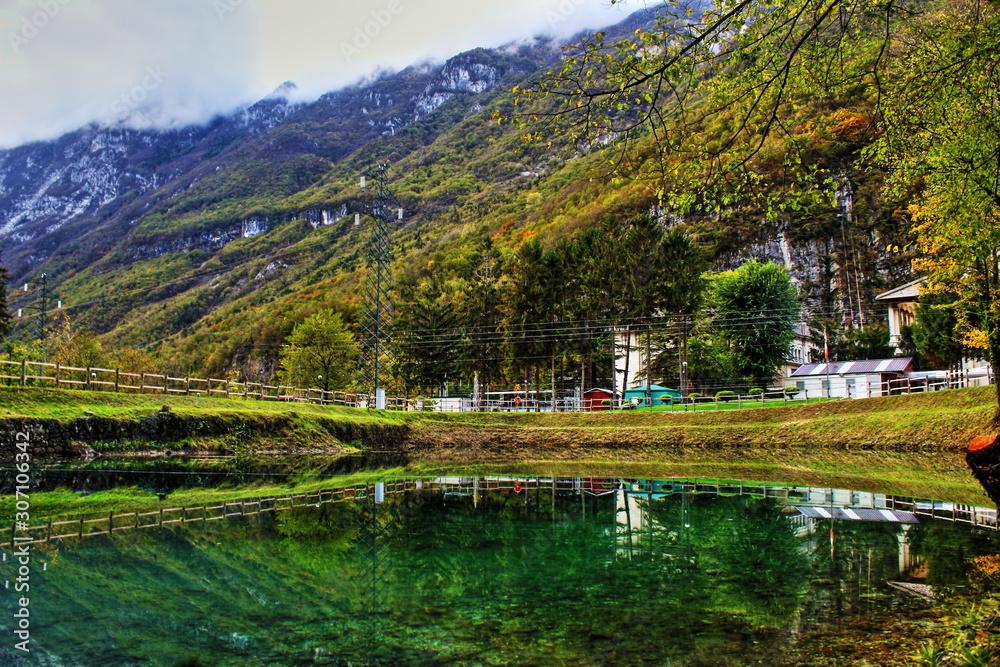 Fototapeta premium mountain and lake view, the colour of lake gives a particular reflection of the places