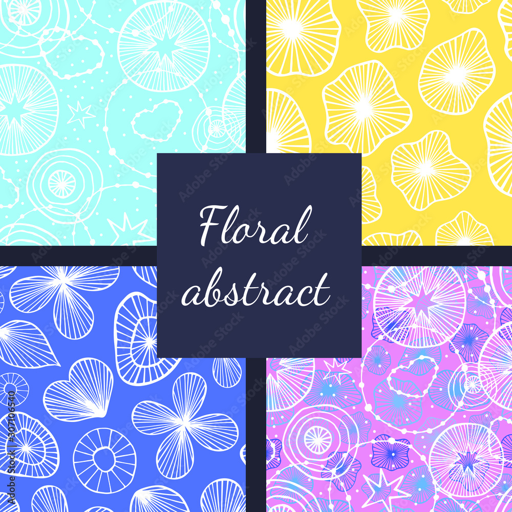 Set of seamless floral patterns. vector illustration eps10. hand drawing