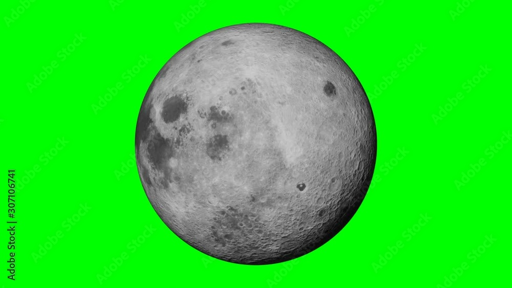 Moon rotating, solar system world in outer space isolated on green screen background, 4k loop Moon rotating, solar system world in outer space isolated on green screen background, 4k loop