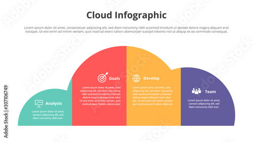 cloud technology internet server database with 4 point with various color for slide template presentation - vector