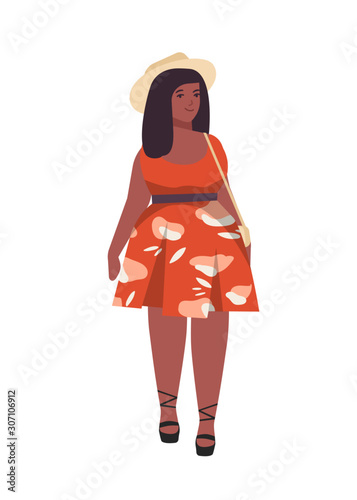 Plus size woman flat vector illustration