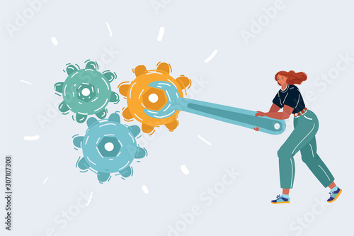 Woman holding wrench