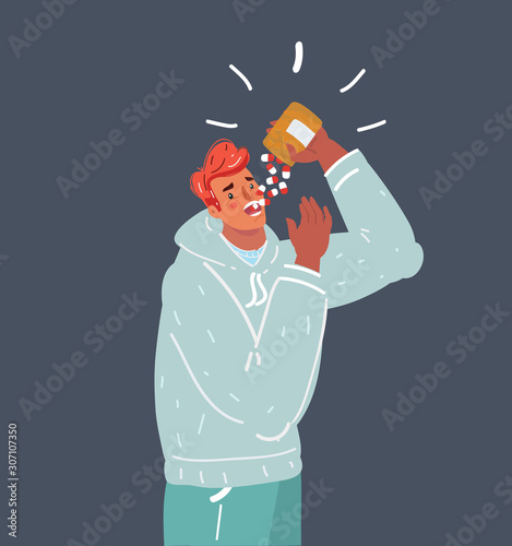 Man eating a lot of medication