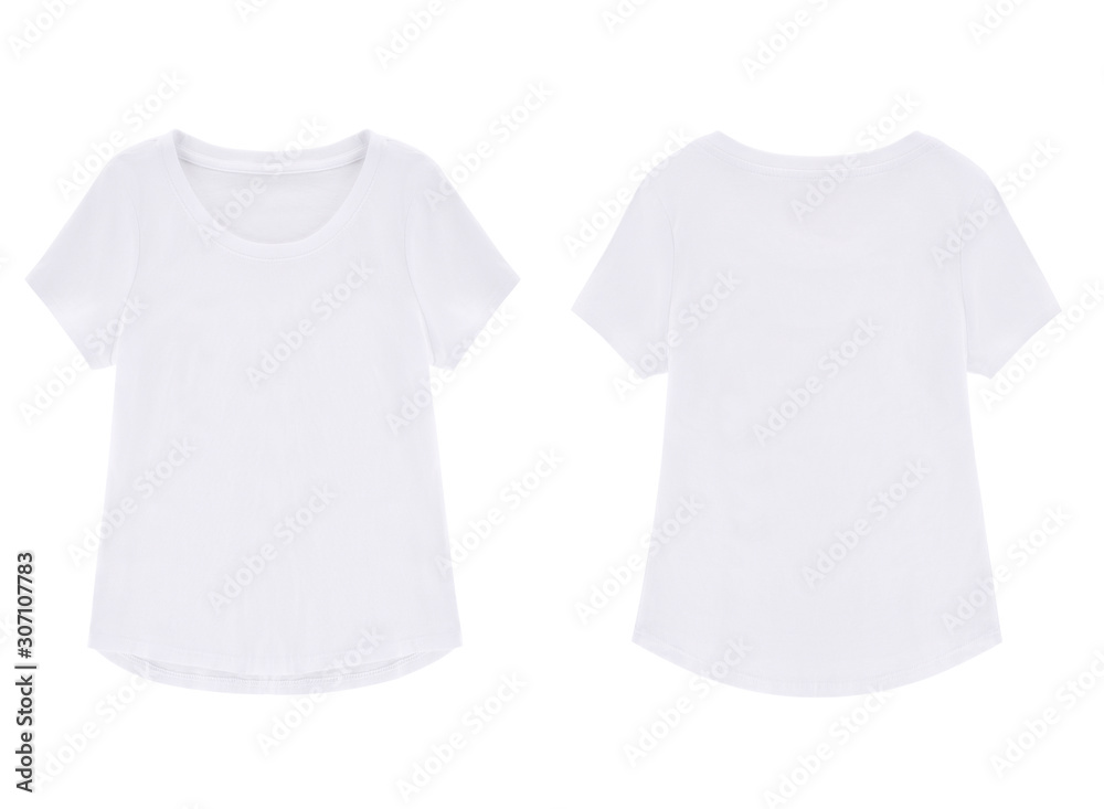 Blank white t-shirt, front and back view Blank white t-shirt, front and back view