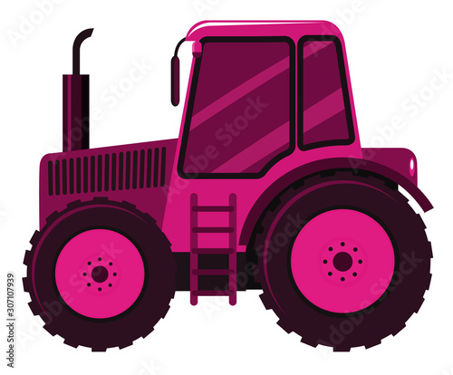 Single picture of pink tractor on white background