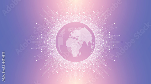 Global network connection. World map point composition concept of global business. Digital abstract background with connected lines and dots. Vector Illustration