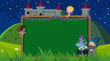 Border template with wizard and fairies in background