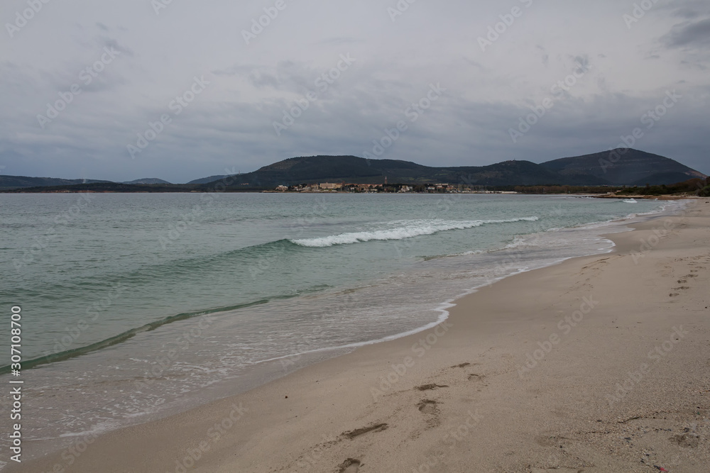 City beach in Alghero, Sardinia, Italy