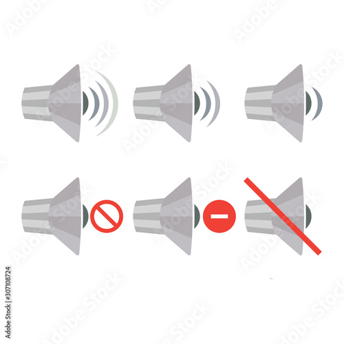 sound adjustment, signal volume, increase decrease or mute, music megaphone sign