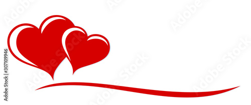 The stylized symbol with red hearts.
