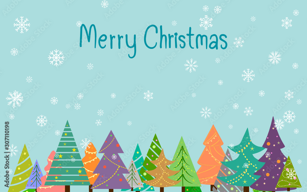 Merry Christmas background with Christmas tree vector illustration.