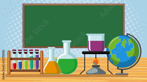 Board and school items in the classroom