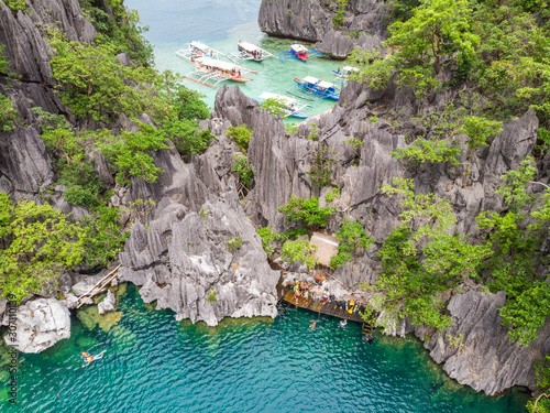 Aerial view of Barracuda Lake on paradise island, Coron, Palawan, Philippines - tropical travel destination
