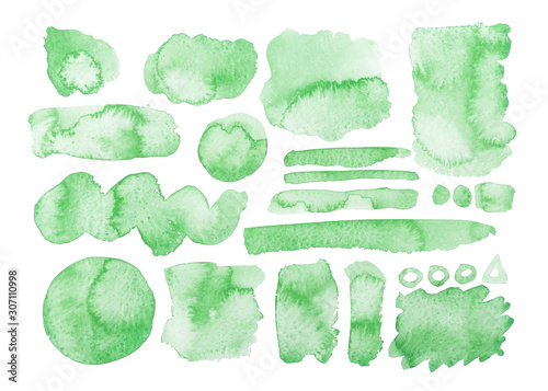 collezione di penellate creative verdi acquerello color pastello 