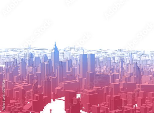 modern city panorama 3d illustration