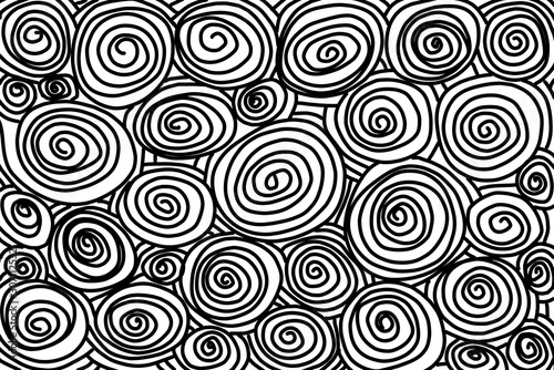 Line pattern drawing of spiral on white