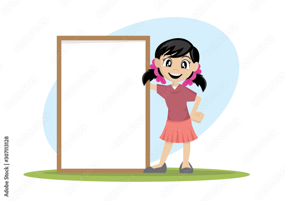 Girl holding blank sign.