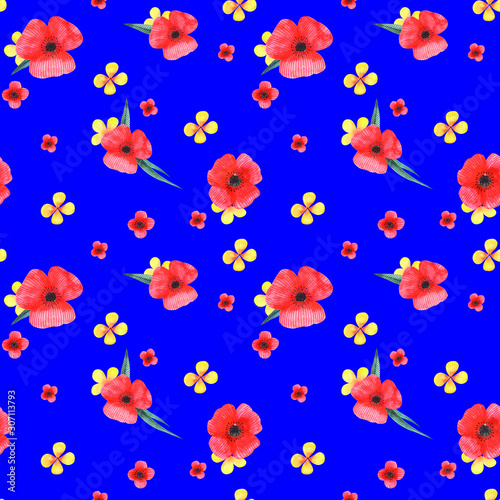 Watercolor pattern. Watercolor illustrations in nature style.