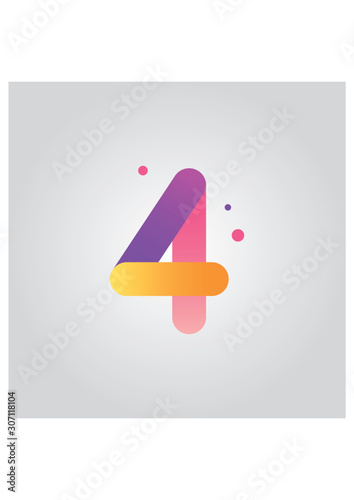 Vector number four logo design template with gradient color