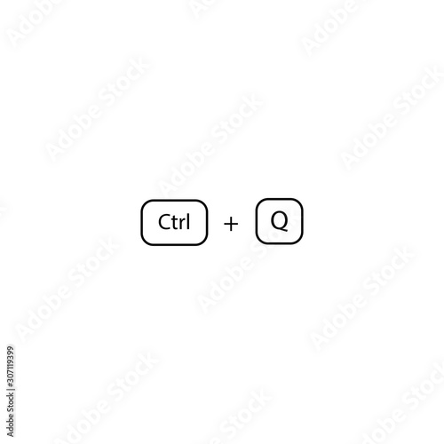 Hotkey combination Ctrl + Q sign. Exit sign eps