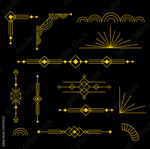 Art deco collection of decorative elements vector