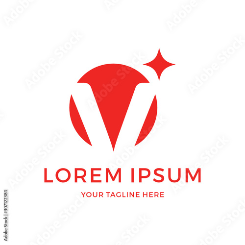 Initial  V typography bright star logo design inspiration vector icon illustration custom logo design
