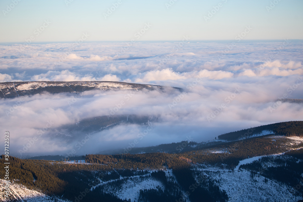 Fototapeta premium Clouds over the hills of Karkonosze Krkonose