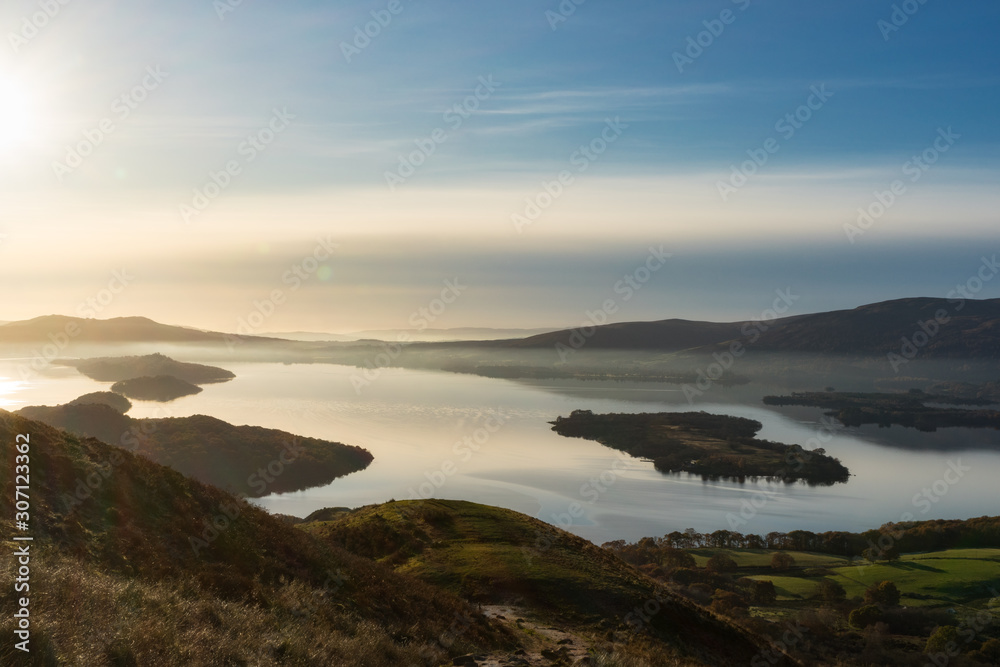 Sunset view from Conic Hill overlooking Loch Lomond Sunset view from Conic Hill overlooking Loch Lomond