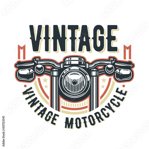 Vintage motorcycle logo template, vector retro custom garage emblem or badge.