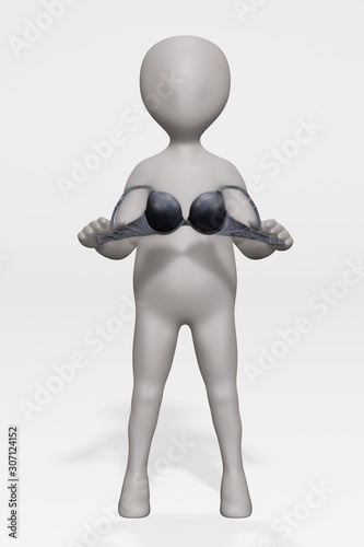 3D Render of Cartoon Character with Bra