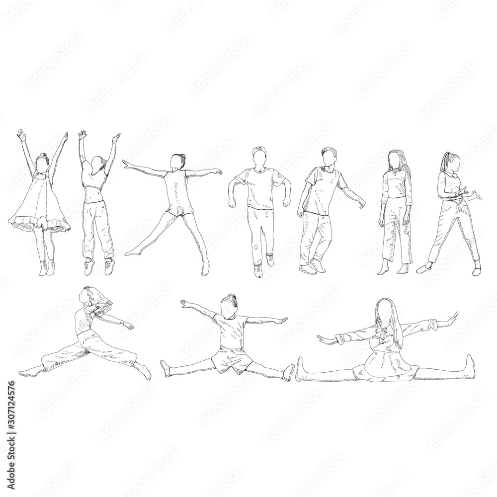 vector, white background, sketch people dancing vector, white background, sketch people dancing