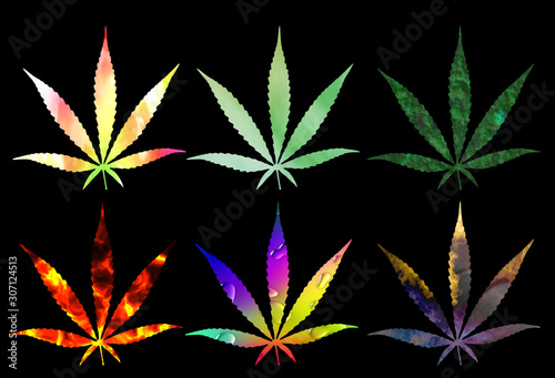 cannabis leaf isolated on black background include clipping path