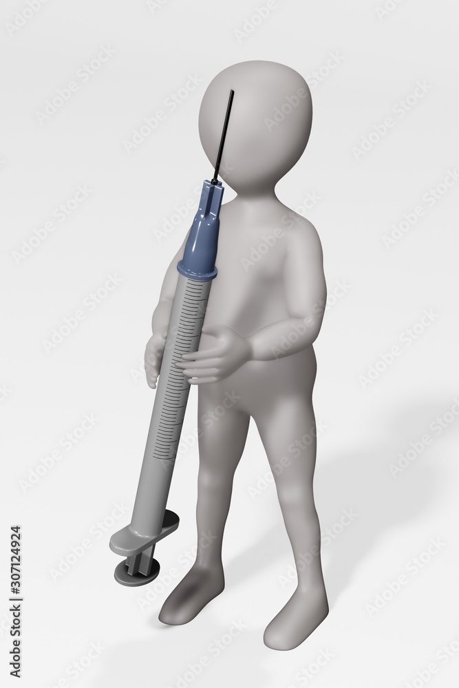 3D Render of Cartoon Character with Syringe 3D Render of Cartoon Character with Syringe