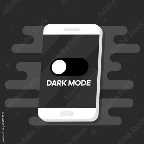 Smartphone with dark mode for phone screens icon. Vector illustration