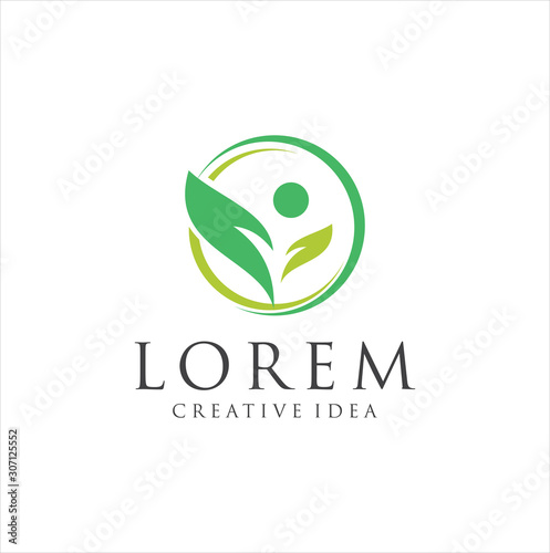 Wellness Yoga Logo Design . natural health wellness fitness and yoga logo design .Human health logo design . Leaf Wellness Logo