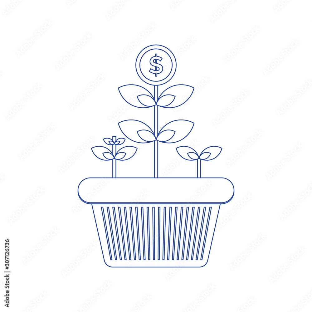 Financial growth icon with flat design. Concept of line icon
