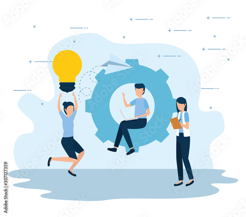 Businesspeople design, Teamwork support collaborative cooperation work unity and idea theme Vector illustration