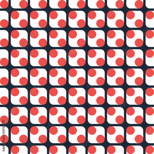 Seamless abstract pattern with rounded shapes. Vector texture with circles and squares