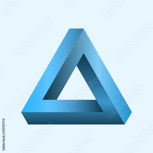 Blue Vector Penrose Triangle. Impossible figure