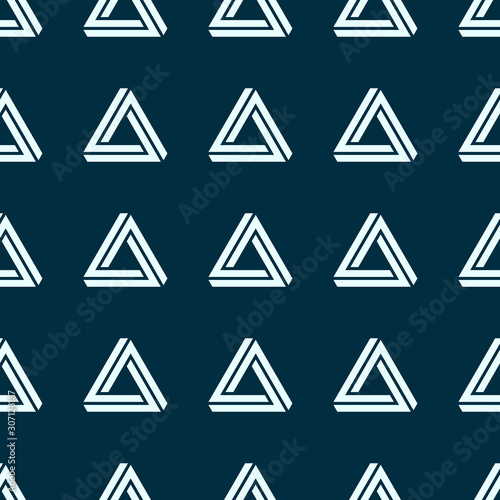 Seamless vector pattern with Penrose triangles. Impossible figures
