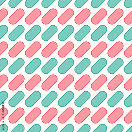 Seamless vector pattern with diagonal rounded shapes.