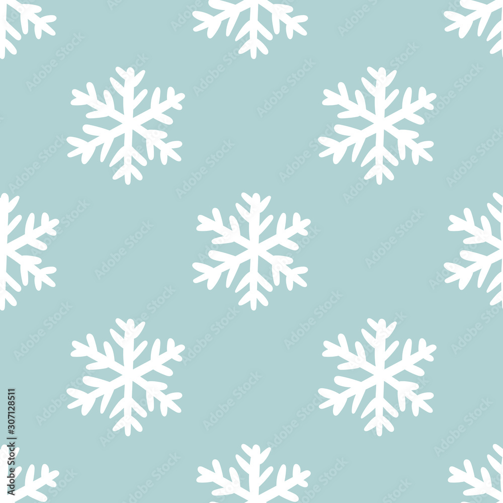 Snowflakes geometric seamless pattern.