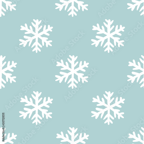 Snowflakes geometric seamless pattern.