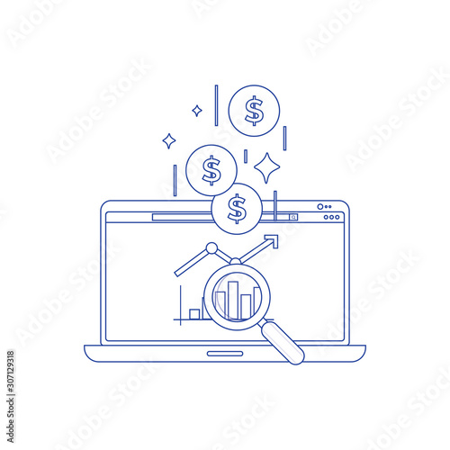 Financial investments, marketing, analysis, security of deposits, guarantee of security financial savings and money turnover. Concept of line icon