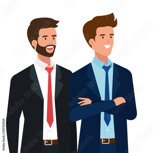 businessmen elegant avatar character icon vector illustration design